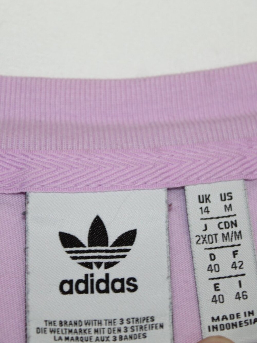 Adidas purple crewneck crop top trefoil embroidered short sleeve tee shirt - Picture 6 of 9
